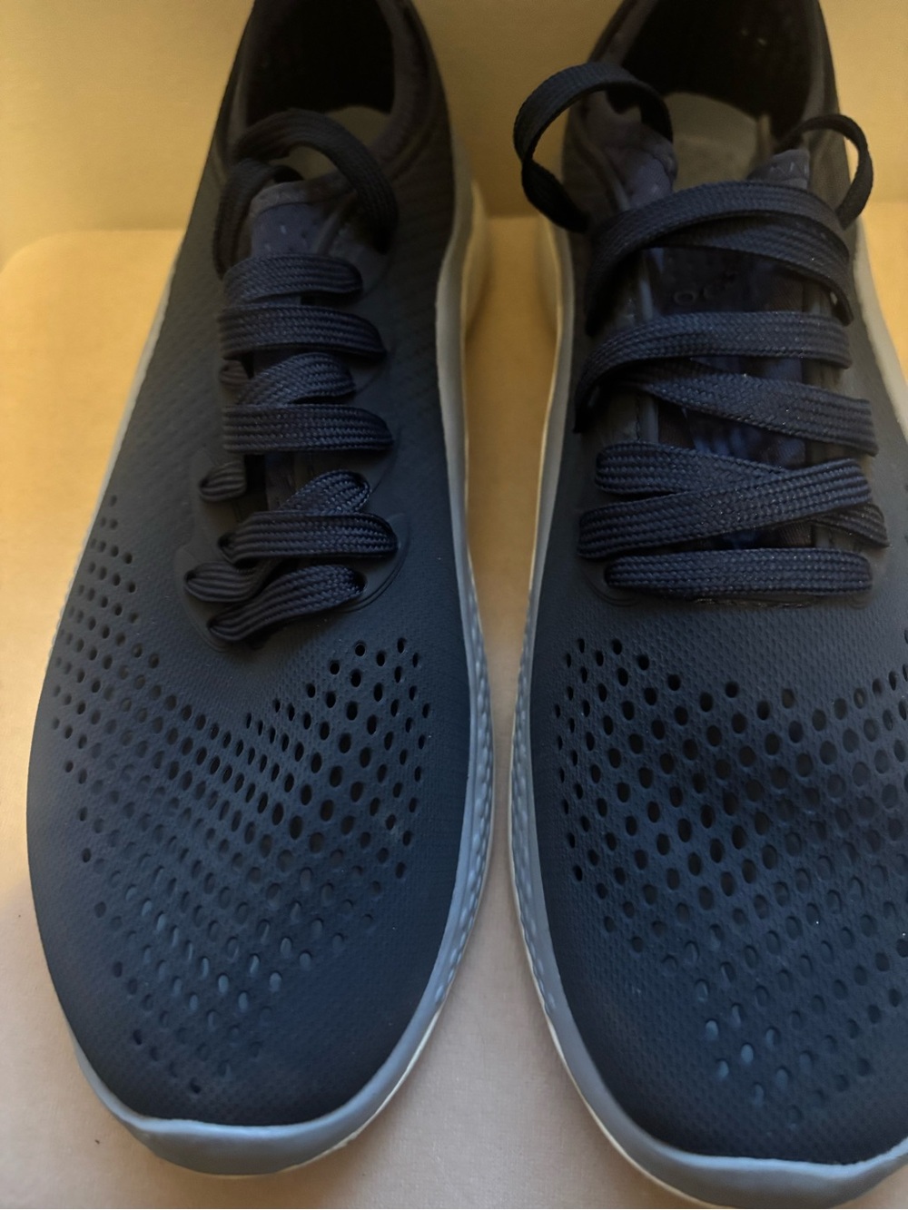 CROCS Men's Navy Lace-Up Perforated Sneakers